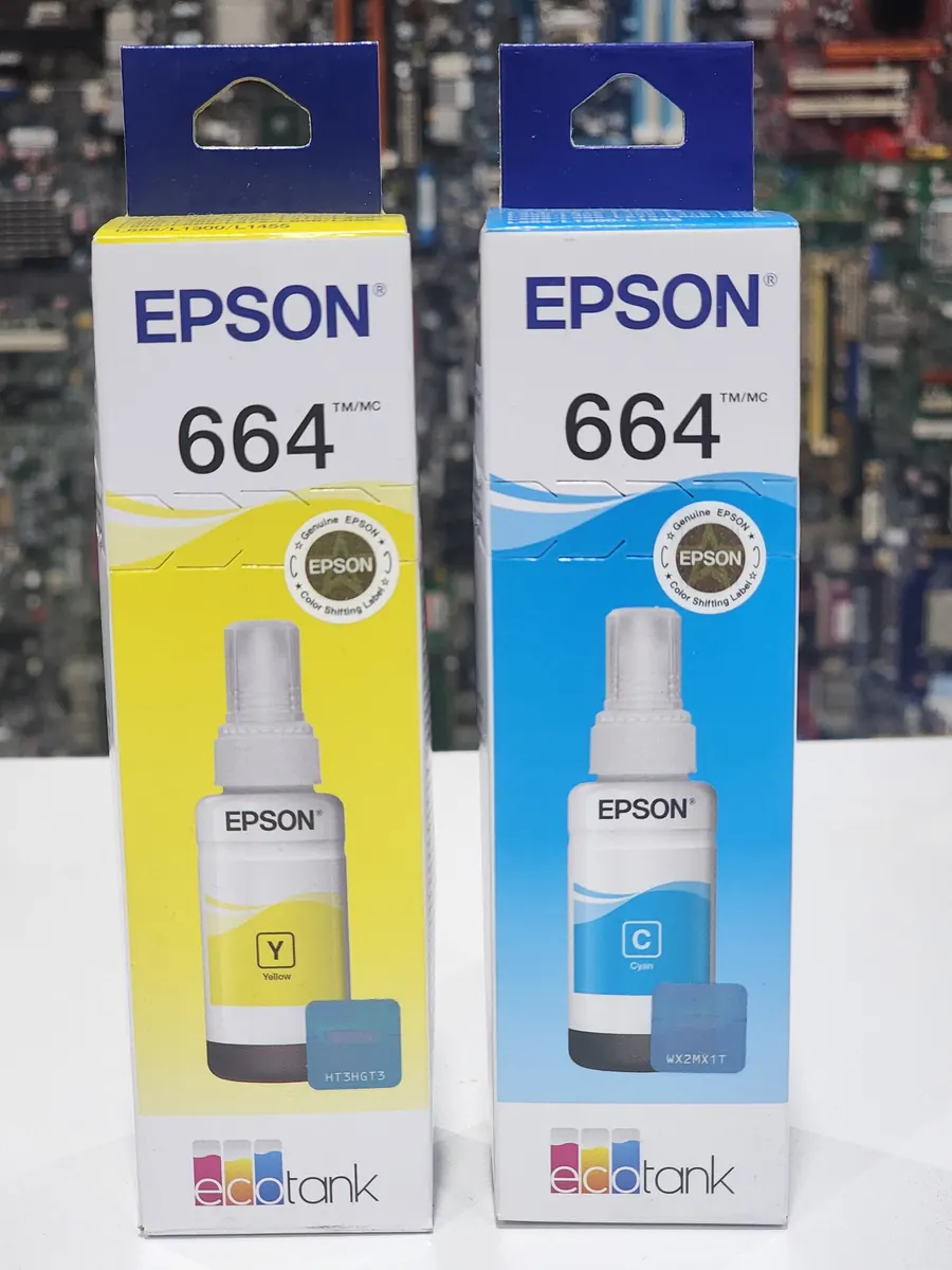 Refis de tinta Epson 664 amarelo e ciano